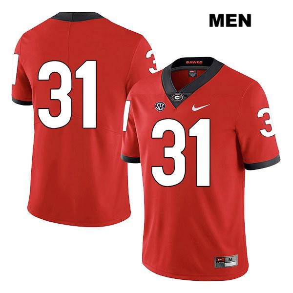 Georgia Bulldogs Men's Reid Tulowitzky #31 NCAA No Name Legend Authentic Red Nike Stitched College Football Jersey RZA8356GA